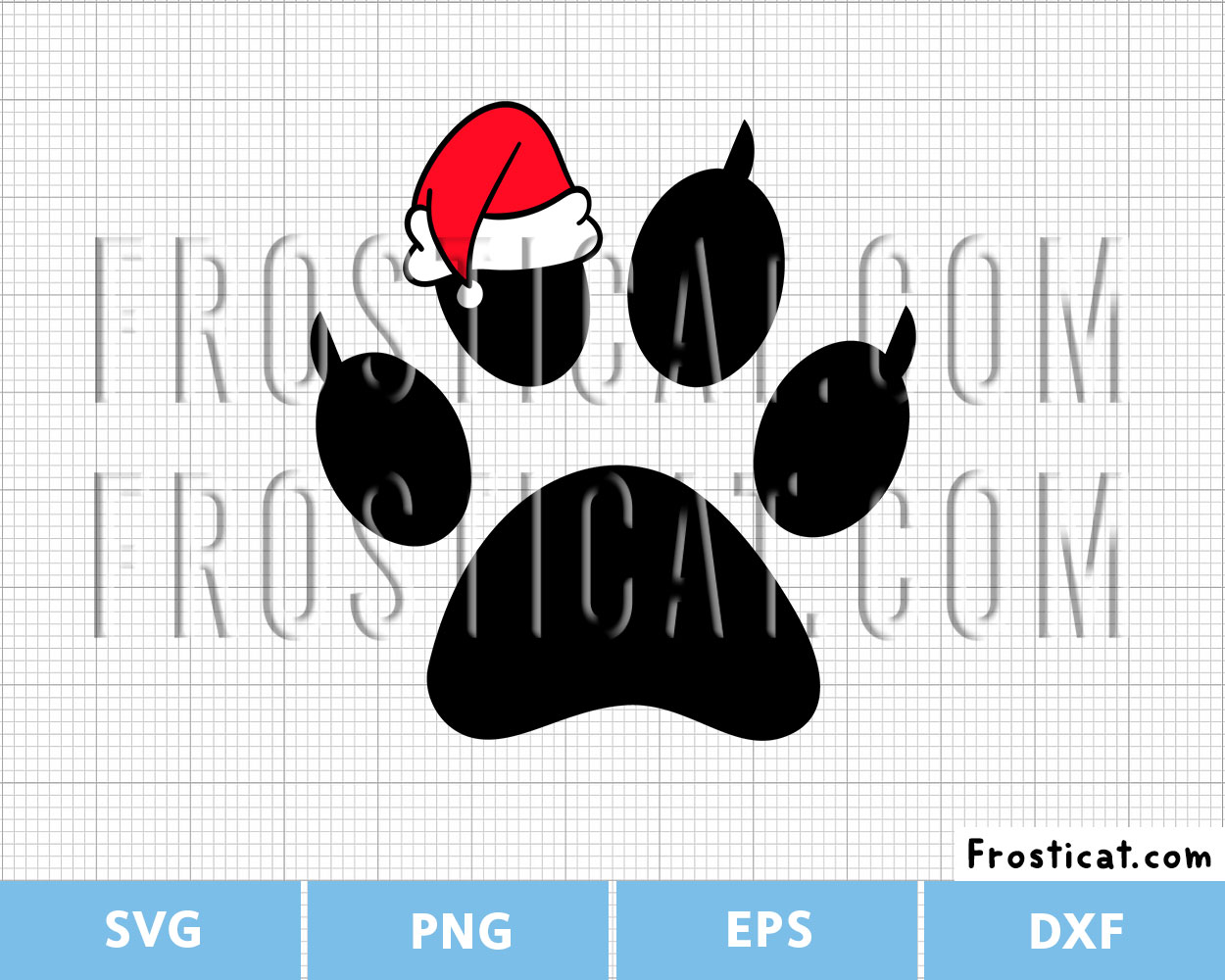 Cat Paw Print Santa Hat Svg, Christmas Svg, Cat Svg