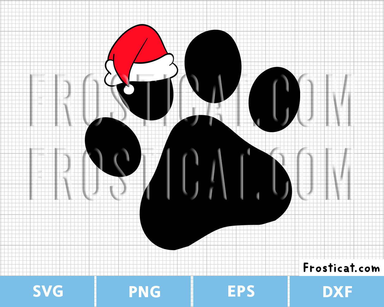 Dog Paw Print Santa Hat Svg, Christmas Svg, Dog Svg