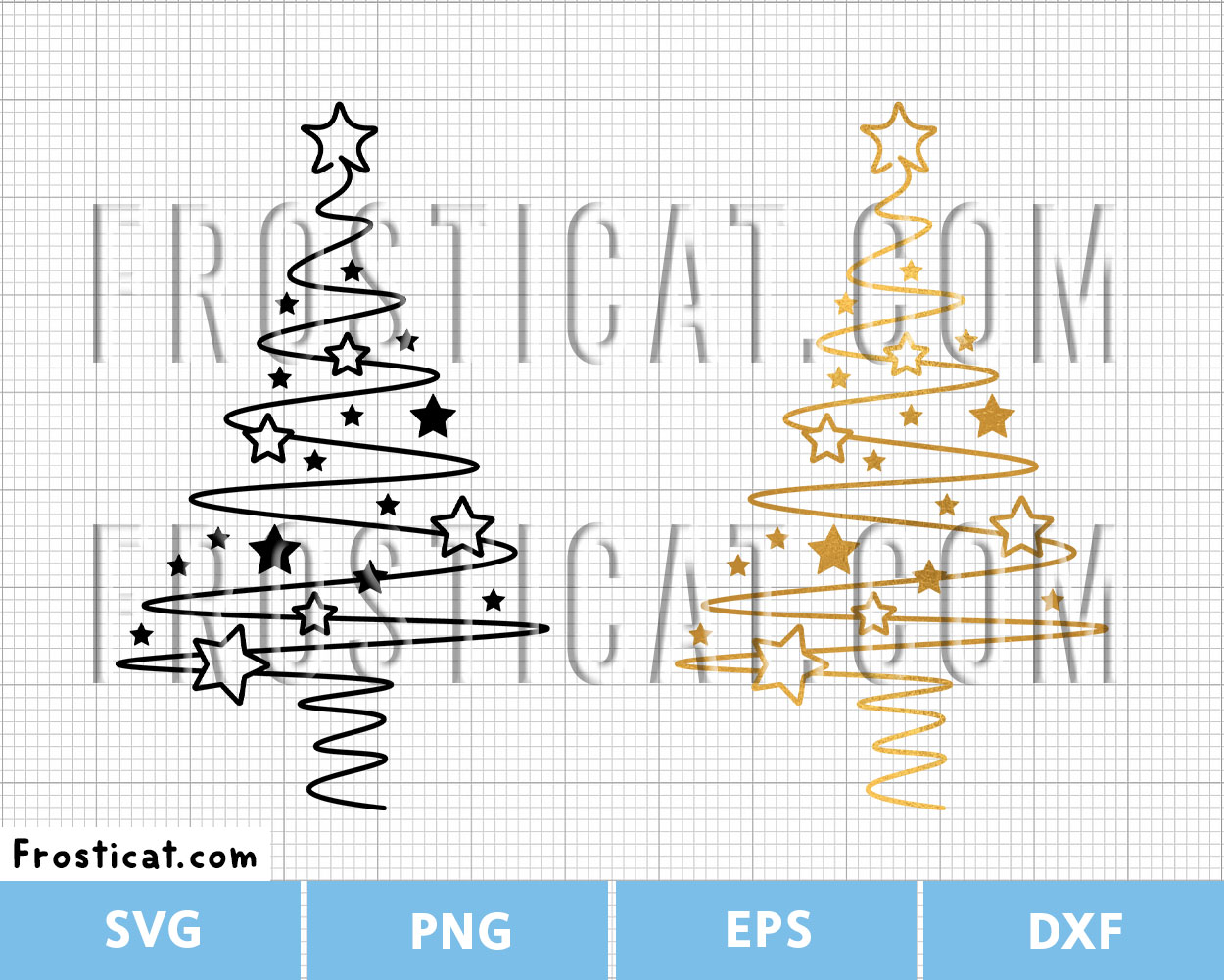 Simple Christmas Tree Line Art With Star Svg, Christmas Svg