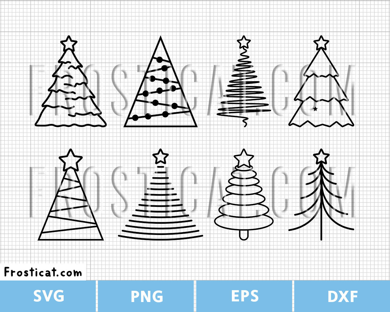Line Art Christmas Tree Svg, Christmas Svg, Christmas Ornaments