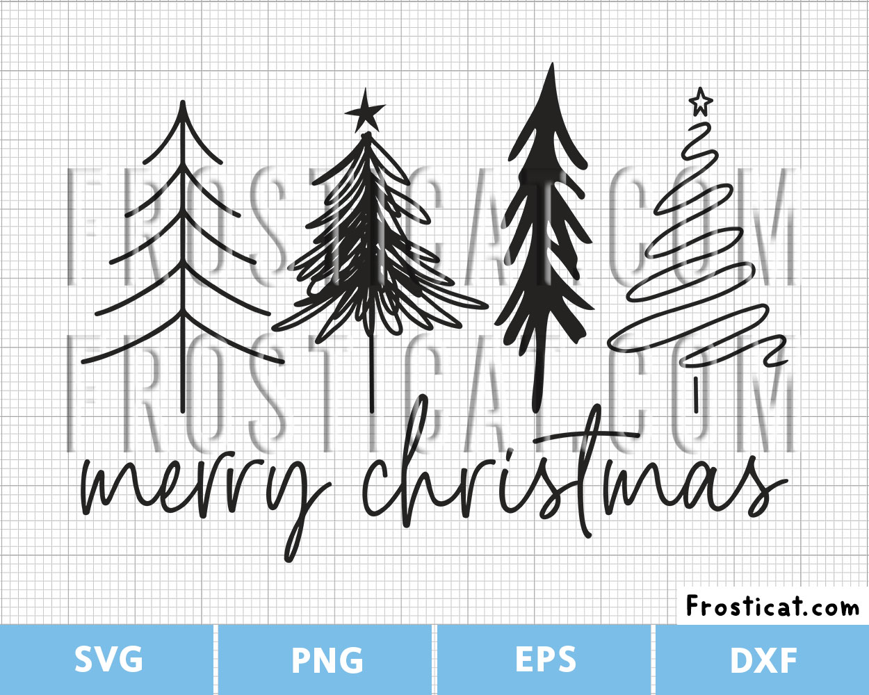Merry Christmas Trees Minimalist Svg, Christmas Svg