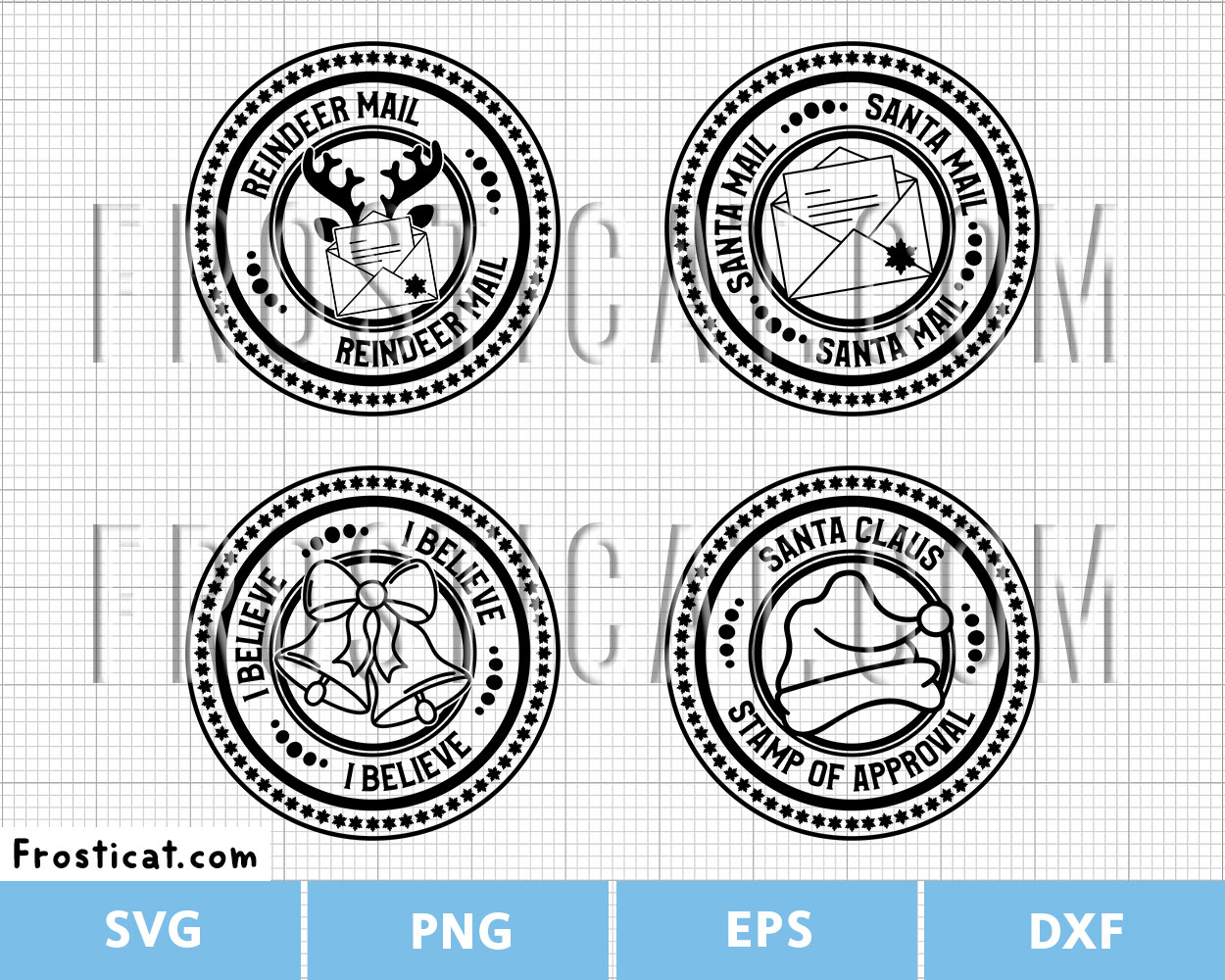 Christmas Stamp Svg Bundle, North Pole Stamp Svg