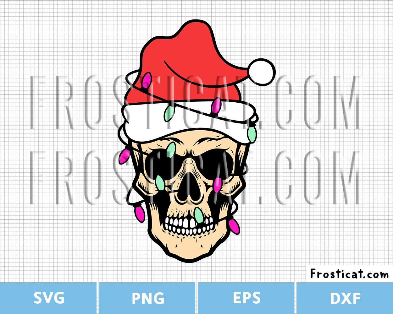 Santa Skull With Christmas Lights Svg, Christmas Svg