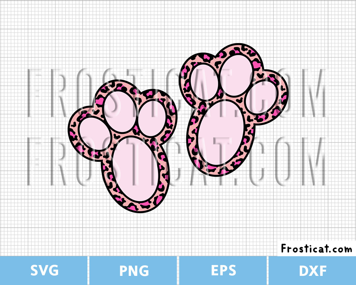 Pink Leopard Print Bunny Rabbit Feet Svg, Easter Svg