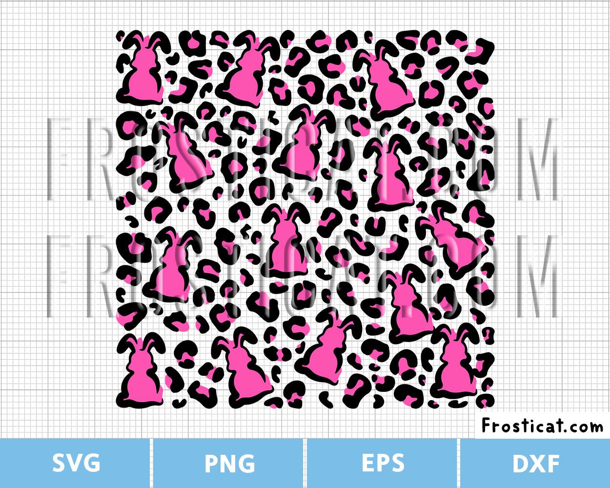 Easter Bunny Rabbit Pink Leopard Print Svg, Easter Pattern Svg