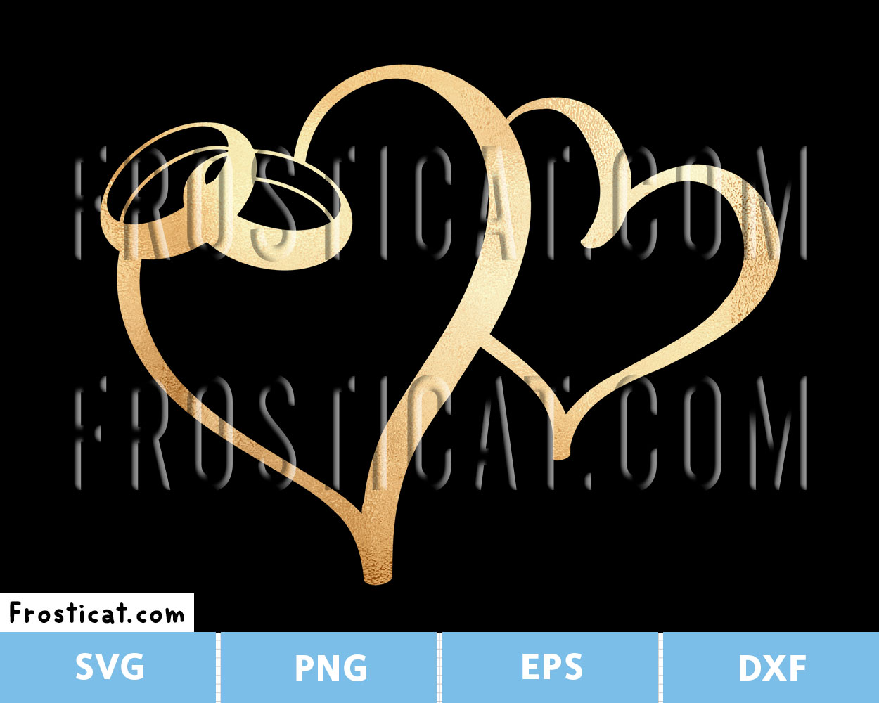 Double Love Heart Wedding Rings Svg, Wedding Svg