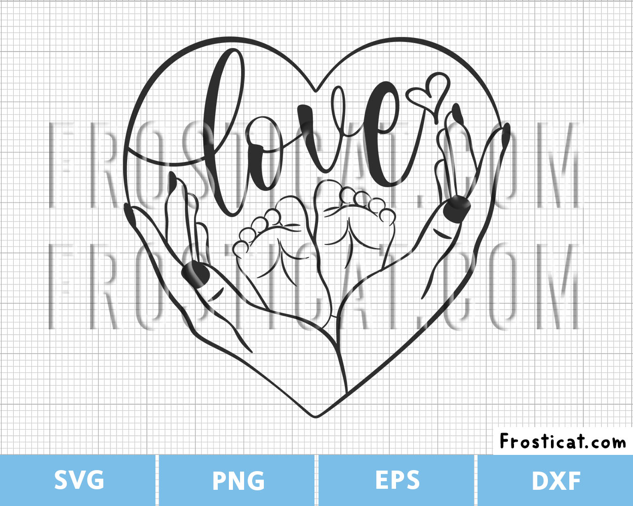 Love Heart Moms Hands Baby Feet Svg, Newborn Baby Svg