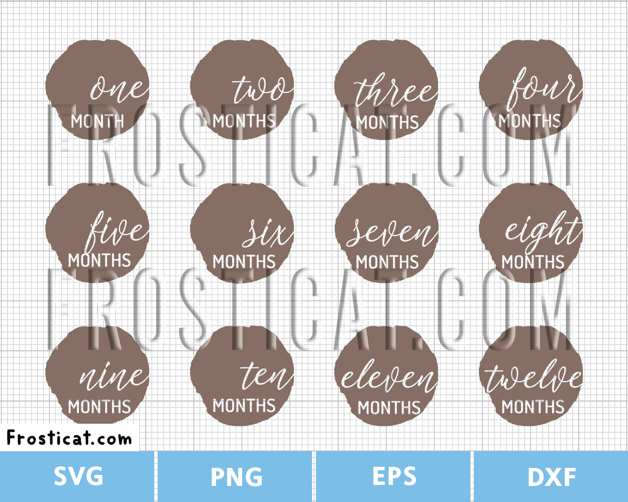 Baby Milestone Twelve Months Svg, Monthly Milestone