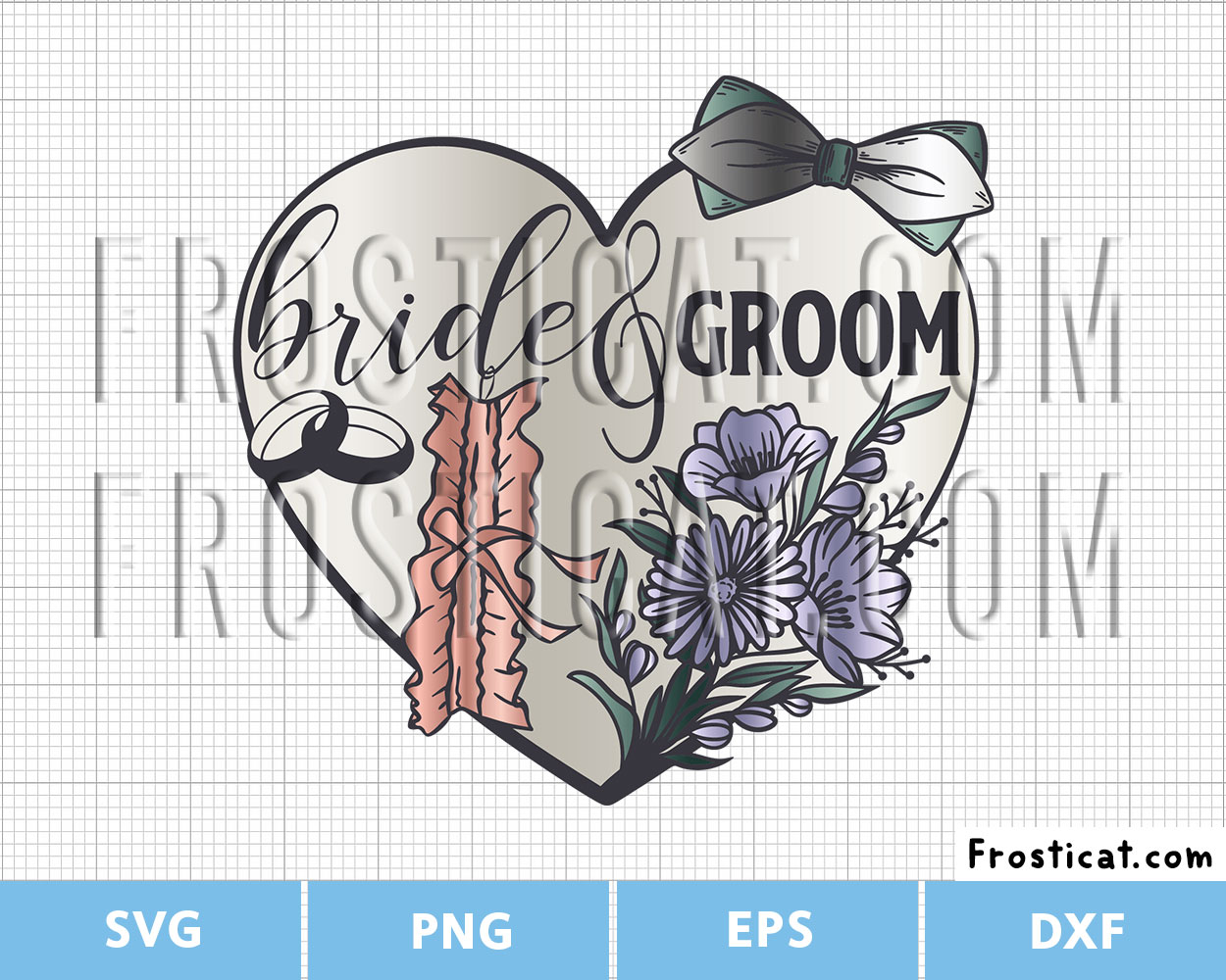 Bride And Groom Heart Svg, Wedding Svg, Just Married