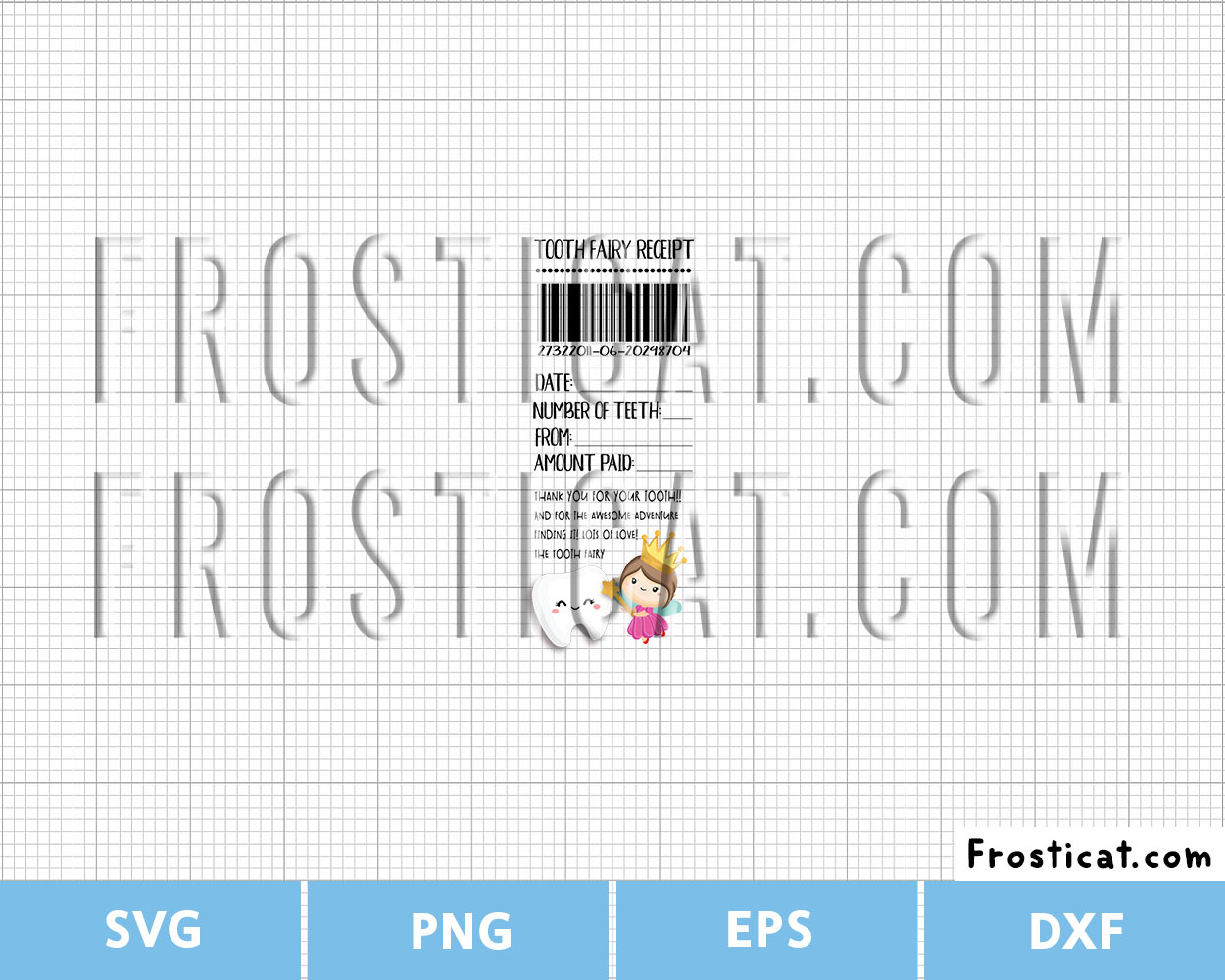Tooth Fairy Receipt Printable Svg, First Tooth Lost Svg