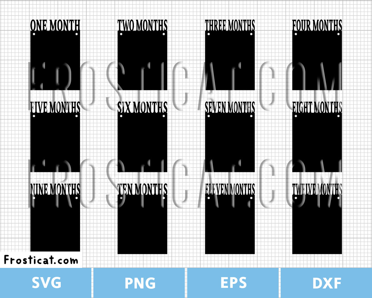 Baby Monthly Milestone Photo Bunting Svg, Picture Frame Svg