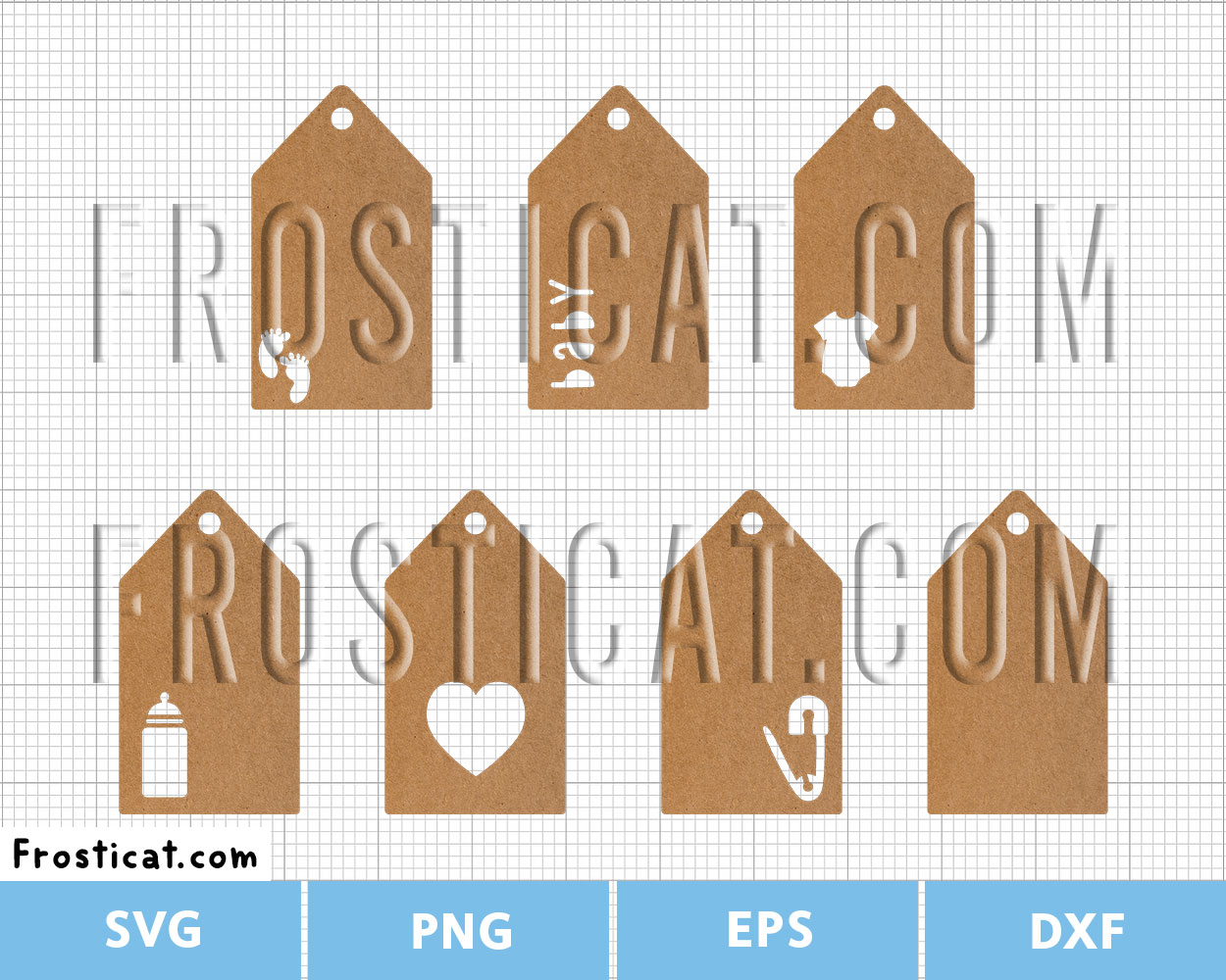Blank Baby Shower Gift Tag Svg Bundle, Baby Gift Tag Template
