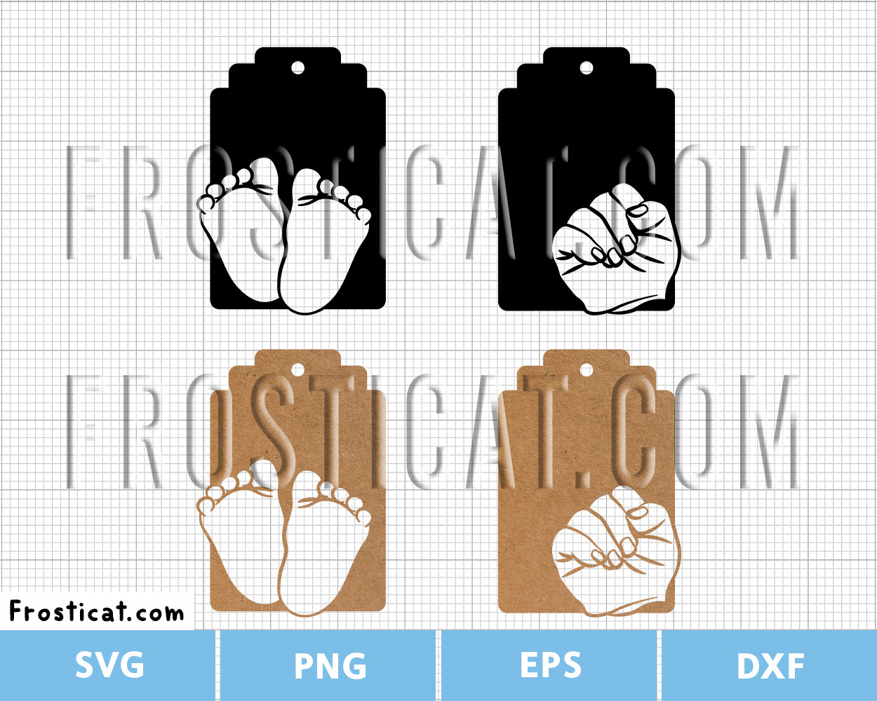 DIY Gift Tag Baby Hand Feet Svg Bundle, Baby Gift Tag Template