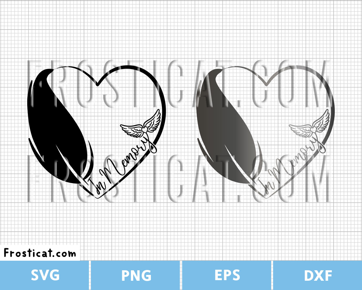 In Loving Memory Heart Feather Frame Svg, Memorial Svg