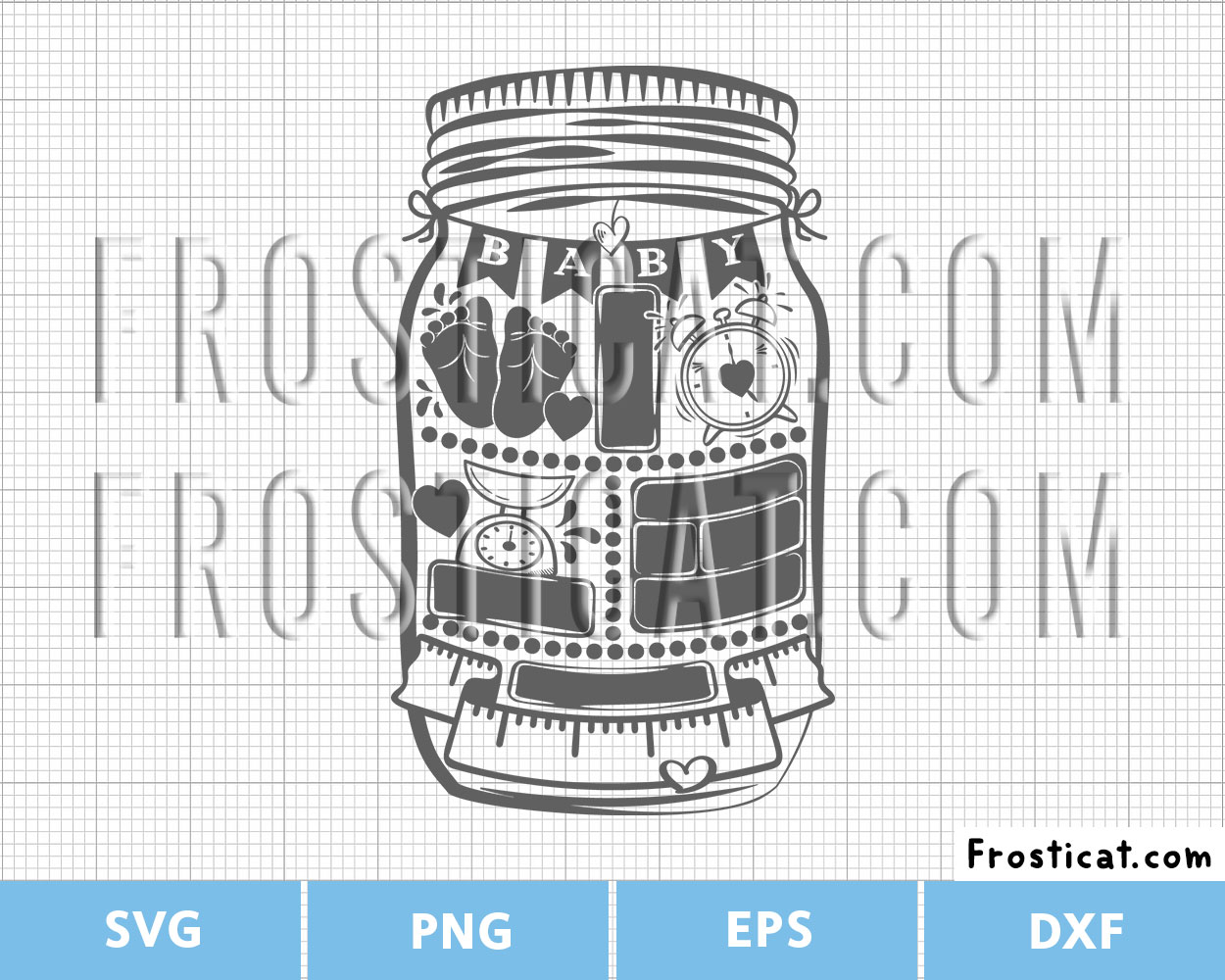 Mason Jar Baby Birth Announcement Svg, Baby Birth Stats Svg