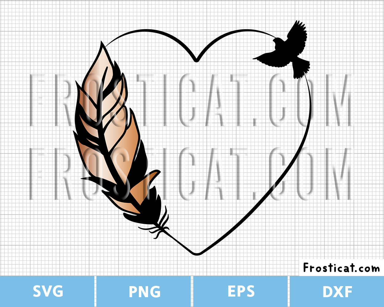 Feather Pigeon Heart Remembrance Frame Svg, Memorial Svg