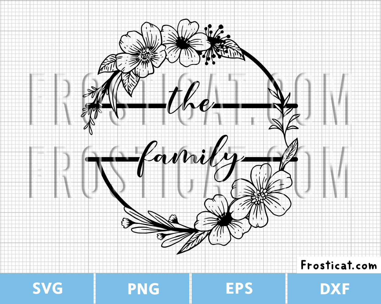 The Family Floral Wreath Svg, Family Sign Svg, Welcome Sign Svg