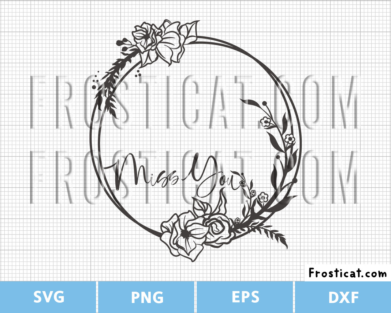 Miss You Floral Wreath Remembrance Svg, Memorial Svg