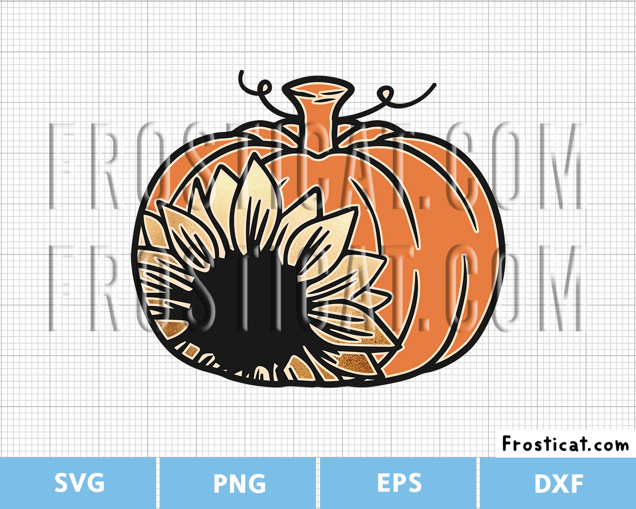 Pumpkin With Sunflower Svg, Fall Svg, Autumn Svg