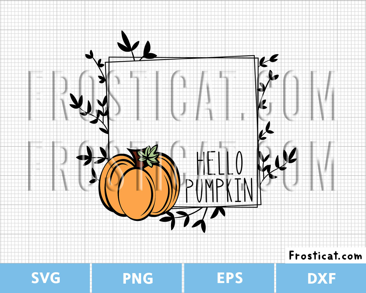 Hello Pumpkin Fall Autumn Photo Frame Svg, Picture Frame Svg