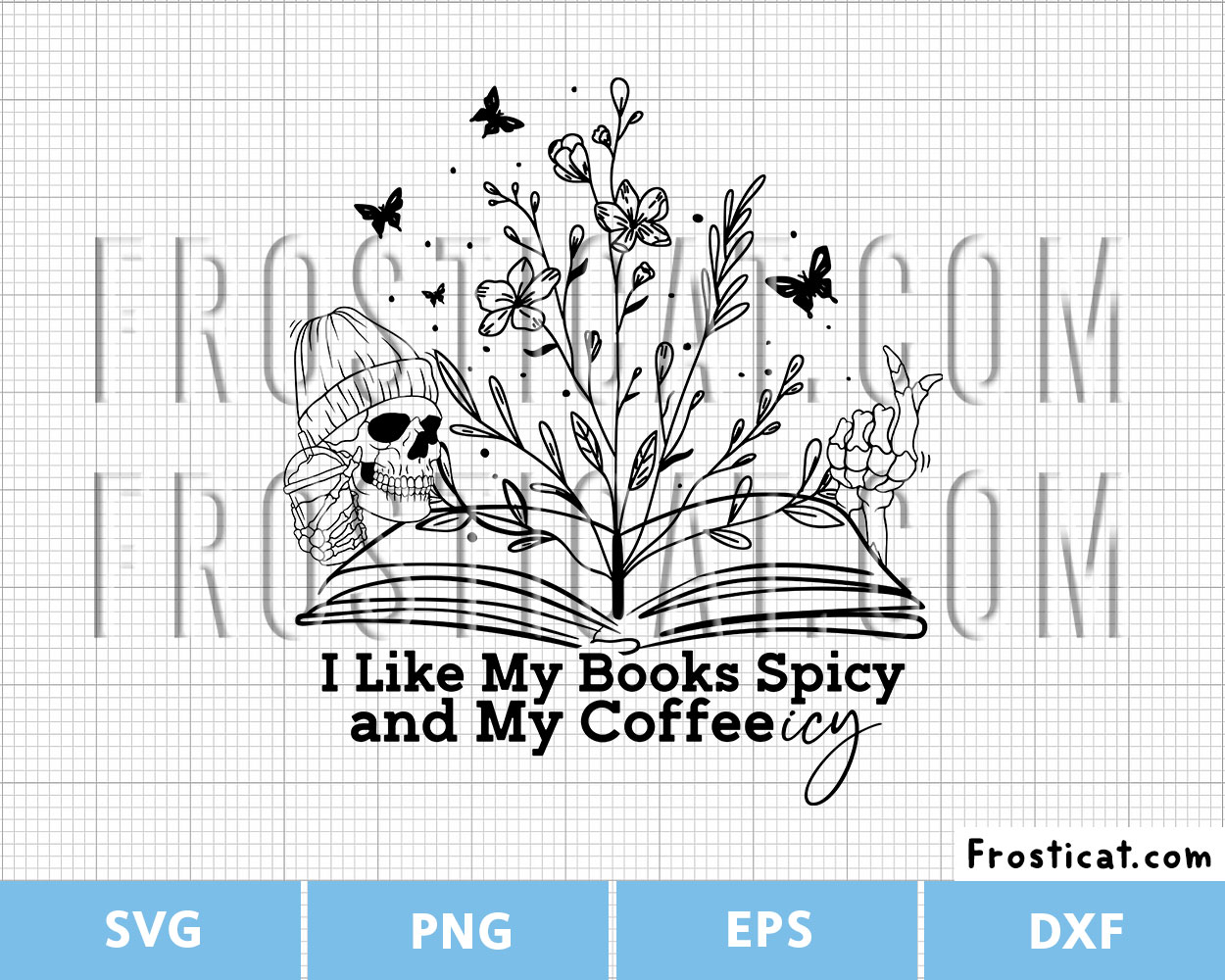 I Like My Books Spicy and My Coffee Icy Svg, Halloween Svg