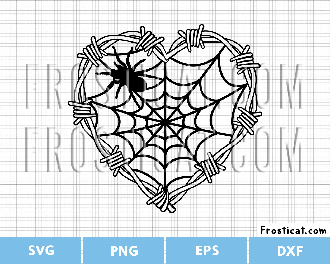 Barbed Wire Heart Spider Net Svg, Halloween Svg
