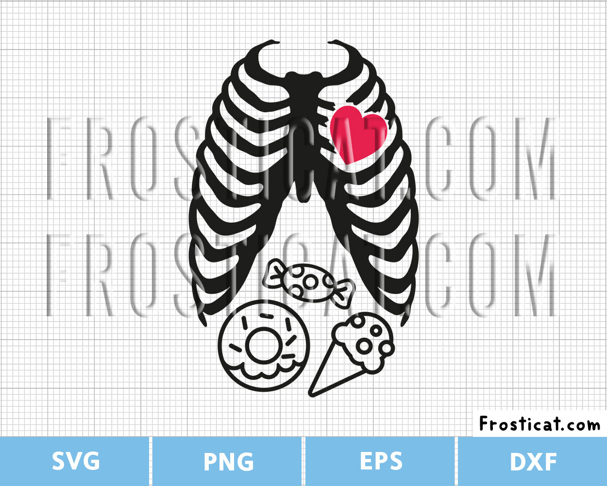 Kids Rib Cage With Heart Svg, Halloween Svg, Skeleton Svg
