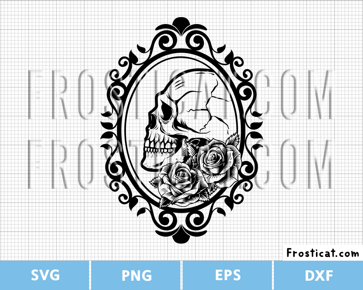 Ornate Halloween Mirror Frame With Skull Svg, Halloween Svg