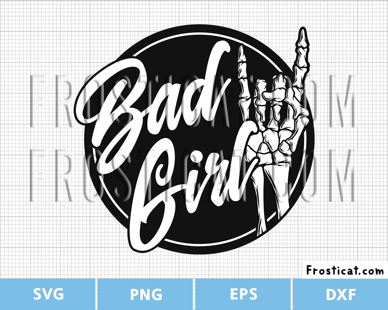 Bad Girl Skeleton Hand Rock Svg, Halloween Svg