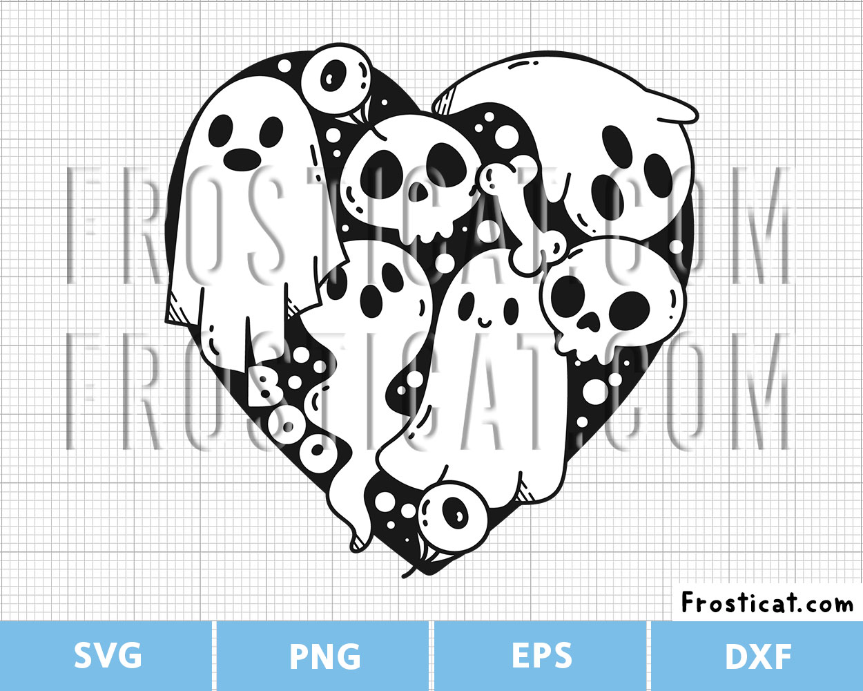 Ghost Ghoul Heart Svg, Love Svg, Heart Svg, Halloween Svg
