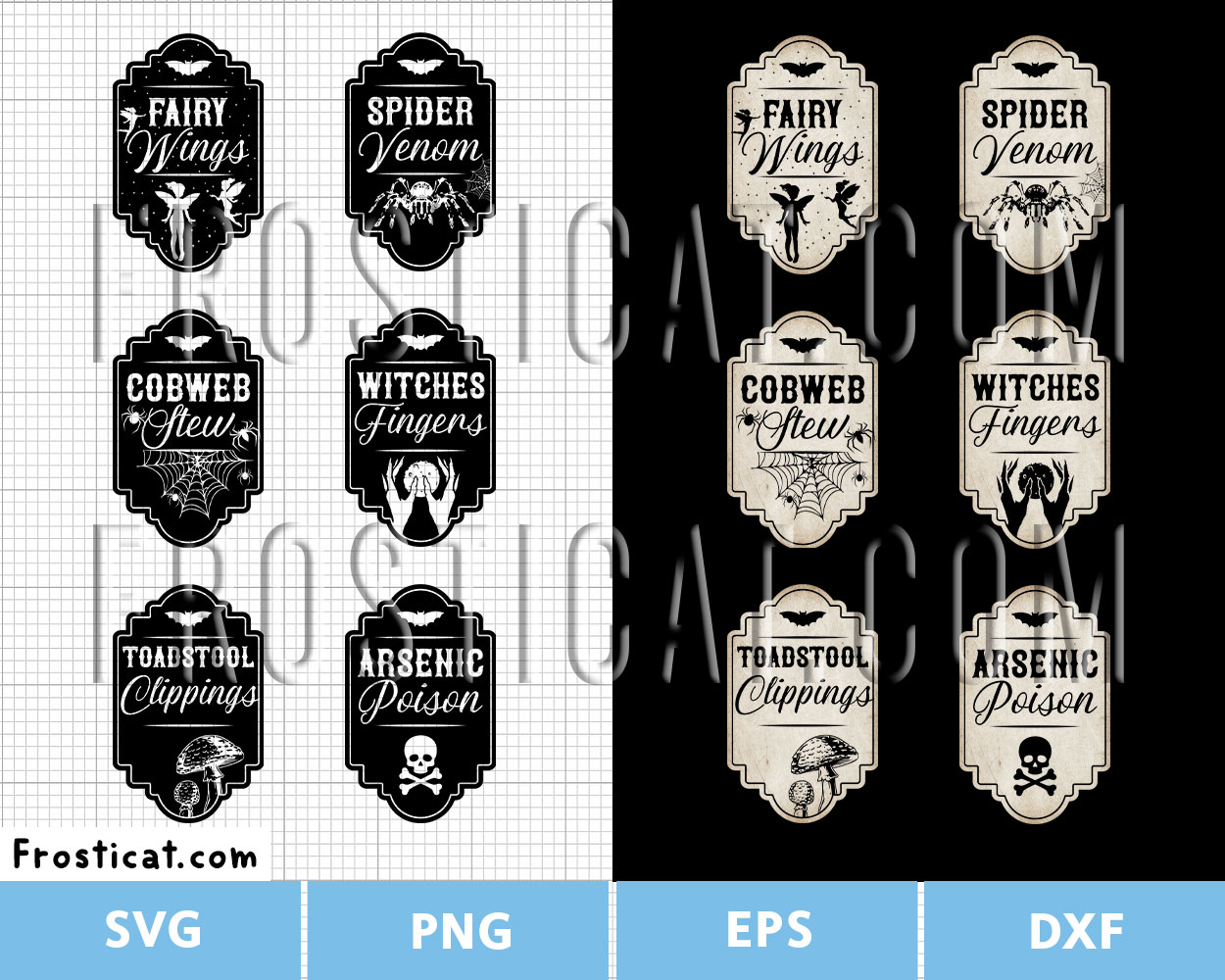 Halloween Apothecary Bottle Label Svg Bundle, Potion Label Svg