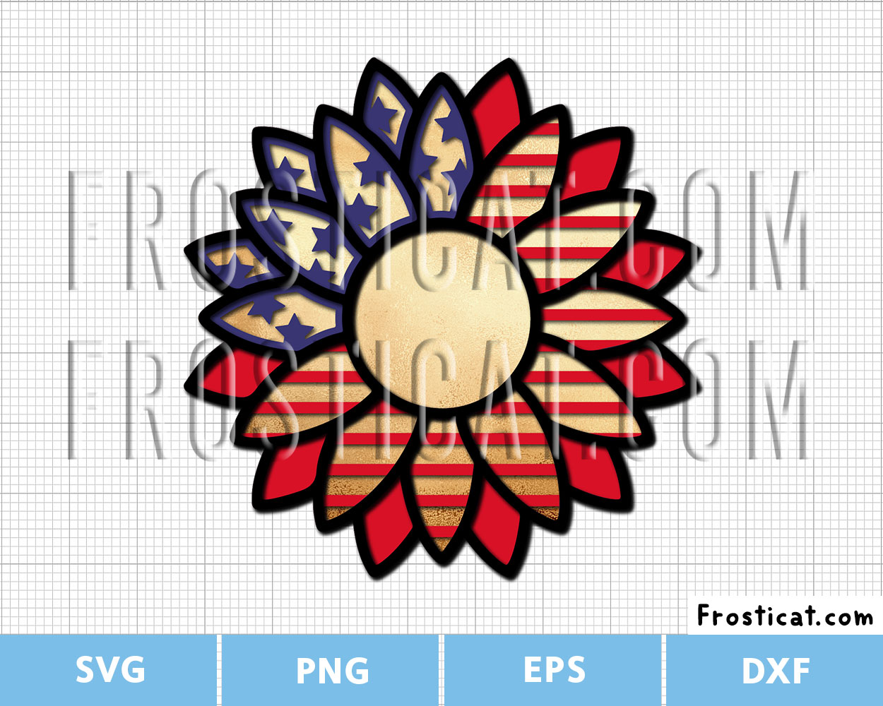 USA Sunflower Svg, 4th Of July Svg, Independence Day Svg