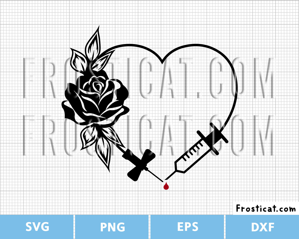 Phlebotomist Heart Flower Svg, Doctor Svg, Needle Svg
