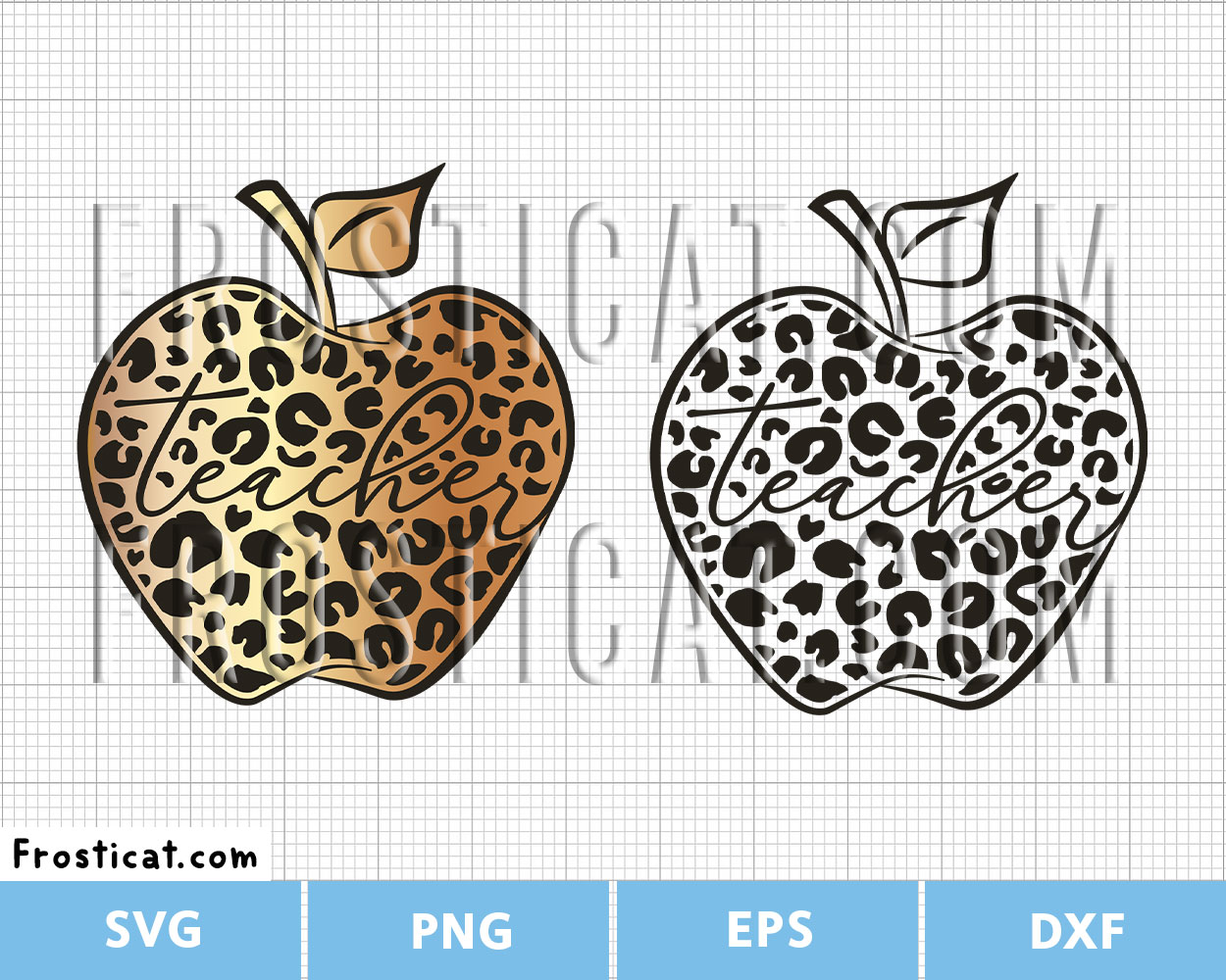 Leopard Print Teacher Apple Svg, Teacher Svg, Apple Svg