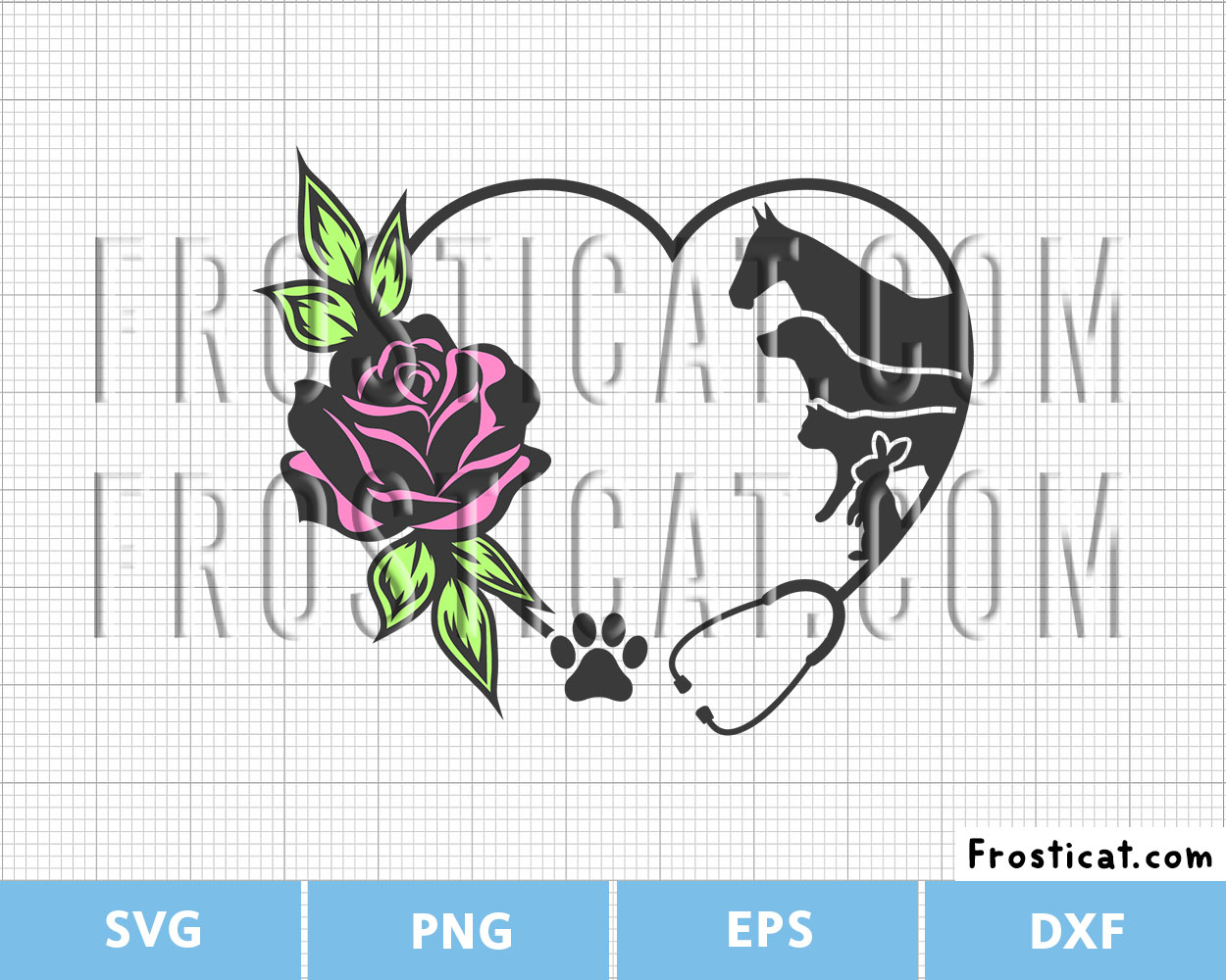 Vet Stethoscope Heart Svg, Stethoscope Svg, Vet Heart Svg