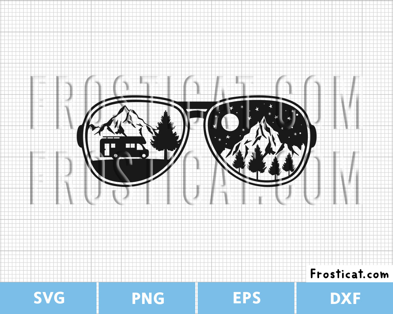 RV Camping Scene Inside Sunglasses Svg, Camping Svg
