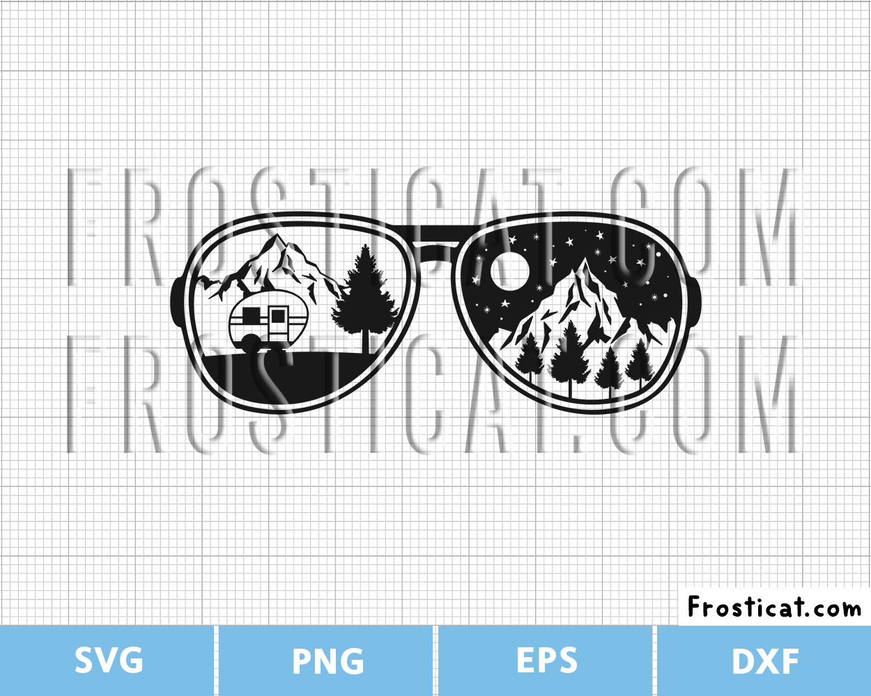 Caravan Camping Scene Inside Sunglasses Svg, Camping Svg