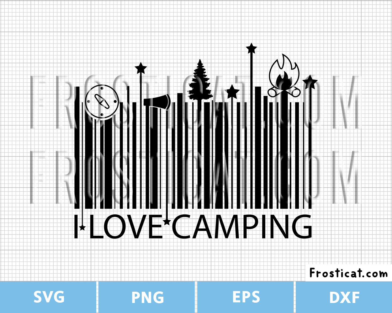 I Love Camping Barcode Svg, Camping Svg, Adventure Svg