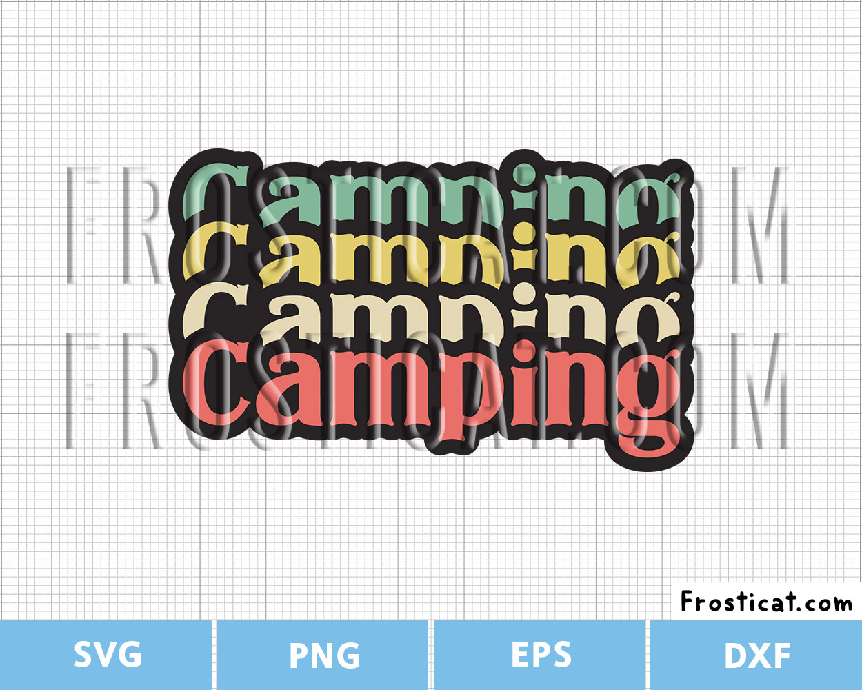 Camping Retro Stacked Letters Svg, Camping Svg, Camper Svg