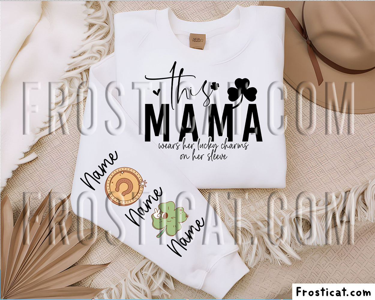 Custom Name St Patricks Day MAMA Lucky Charms Sleeve Svg