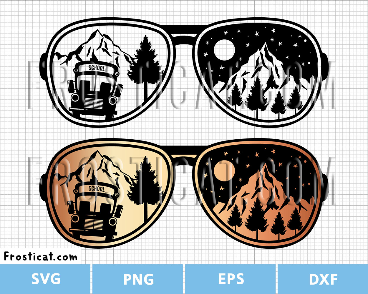 School Bus Inside Sunglasses Svg, Bus Driver Svg