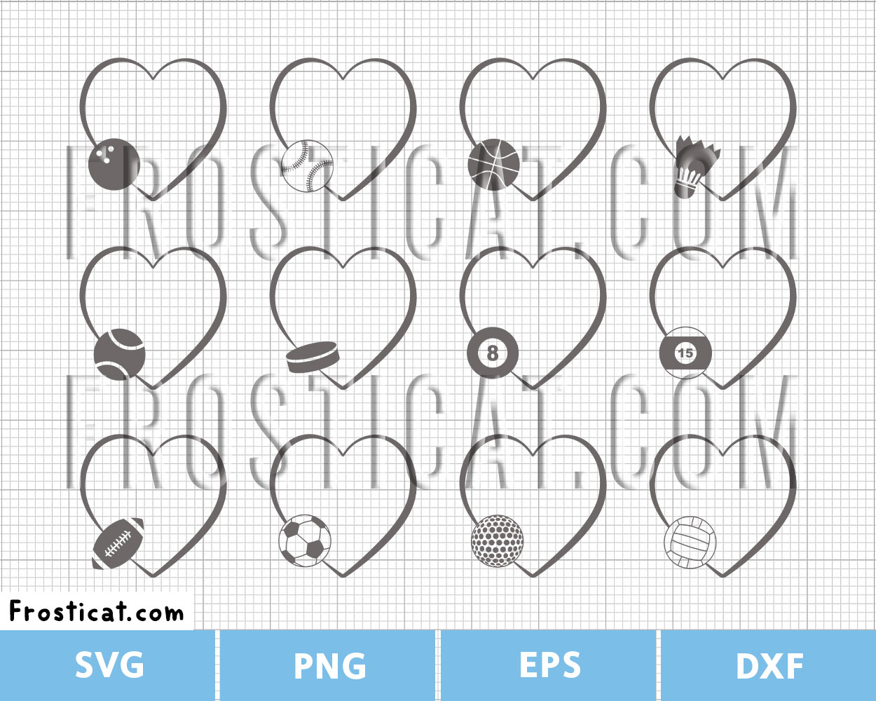 Sports Balls Heart Svg Bundle, American Football Svg