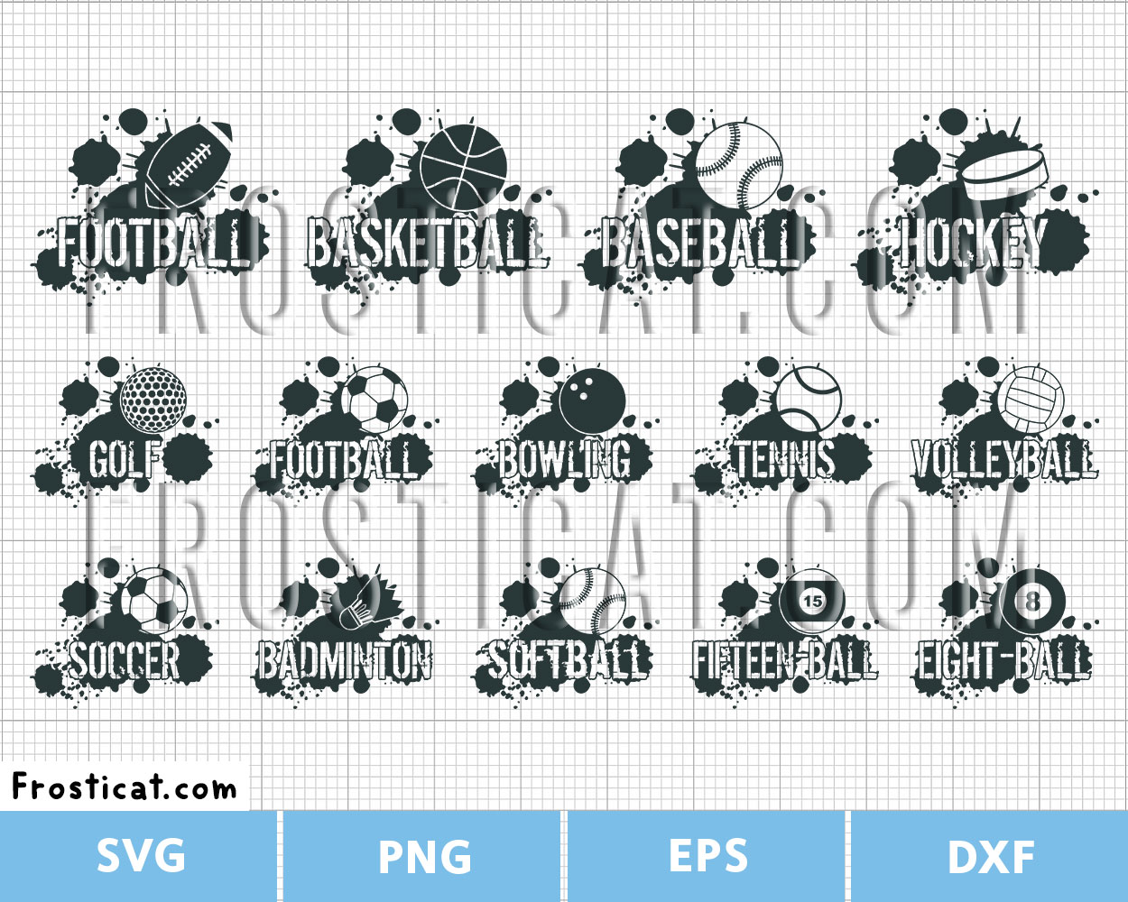 Grunge Ink Splat Graffiti Sports Ball Svg Bundle