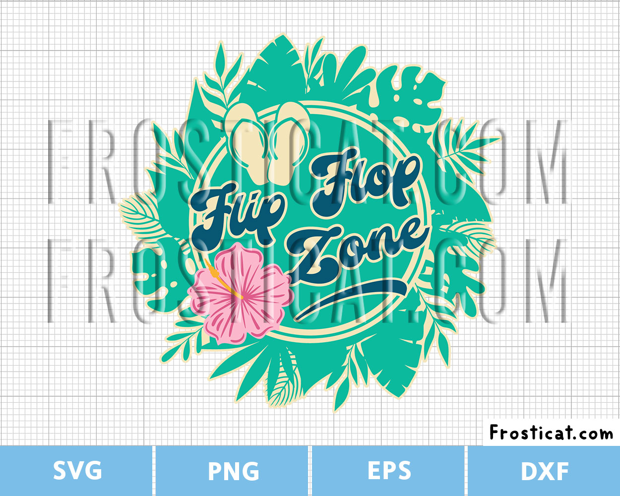 Flip Flop Zone Svg, Summer Svg, Tropical Floral Svg, Hibiscus Svg