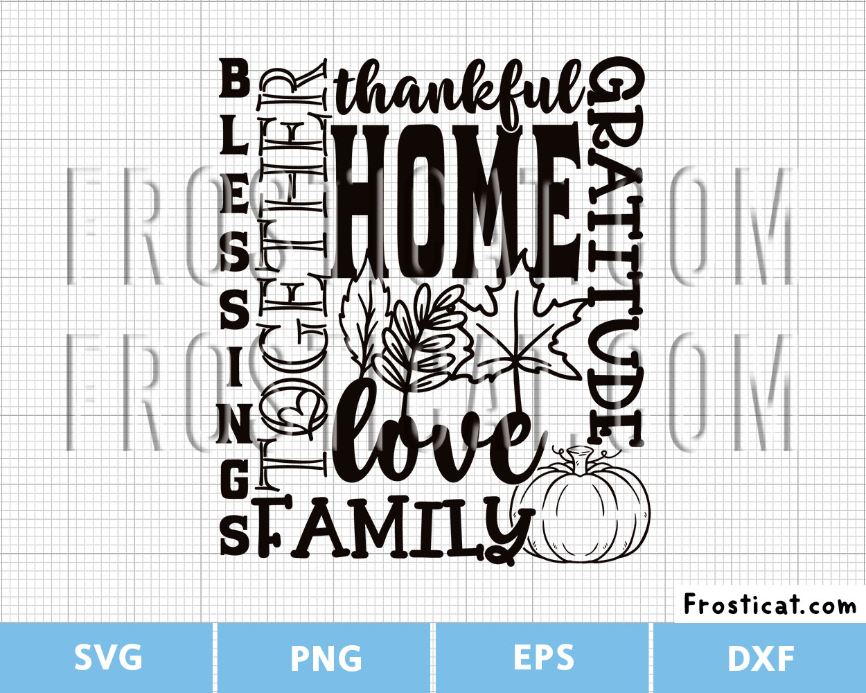 Family Blessings Word Art Svg, Thanksgiving Svg, Fall Svg