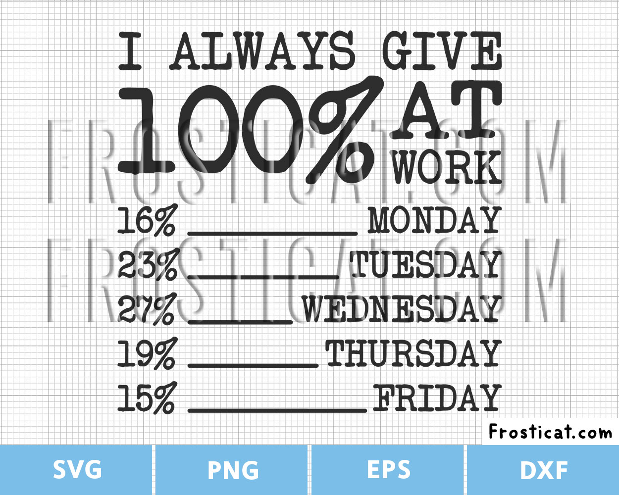I Always Give 100 Percent At Work Svg, Funny Work SVG