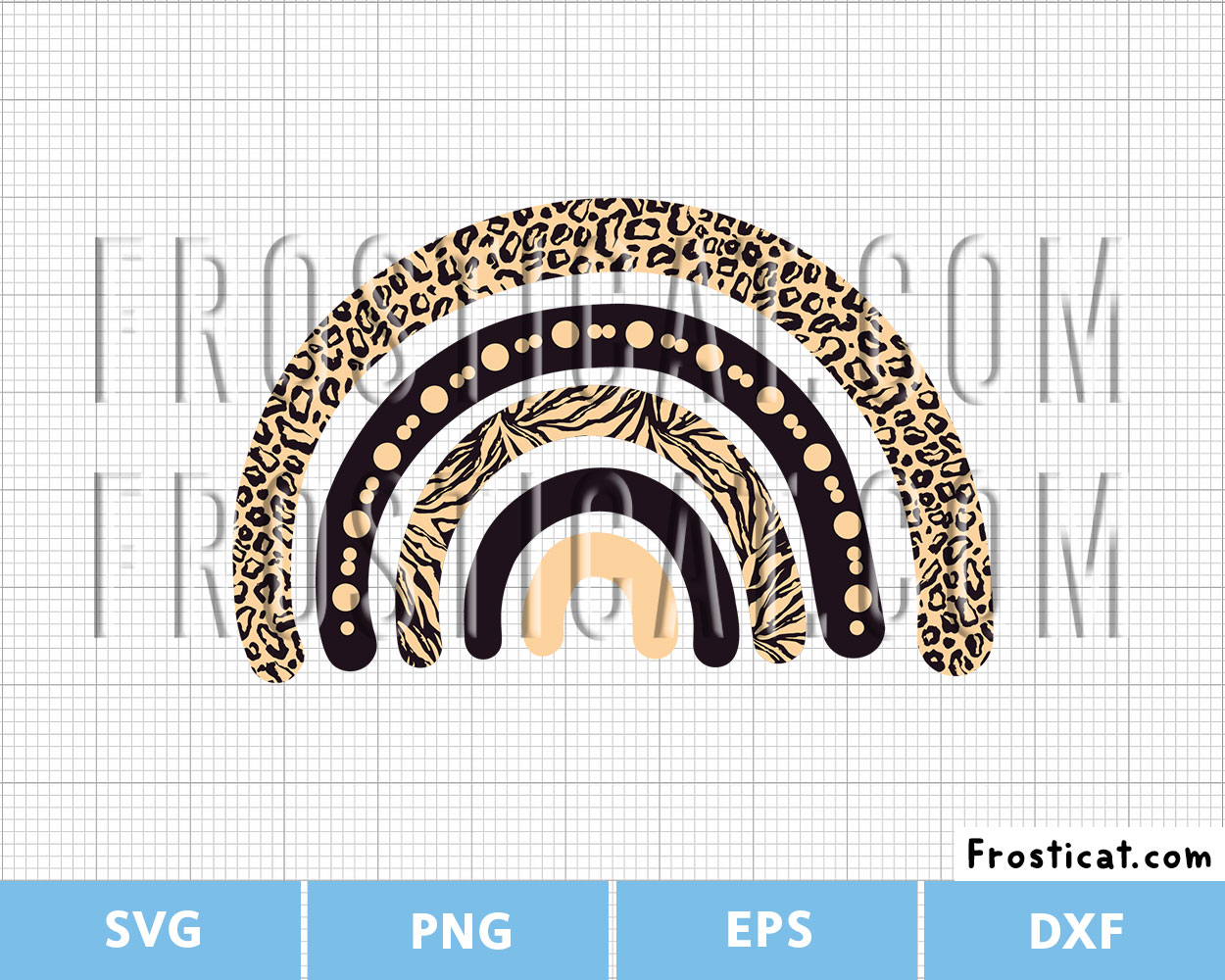 Animal Print Doodle Rainbow Svg, Leopard Print Rainbow Svg