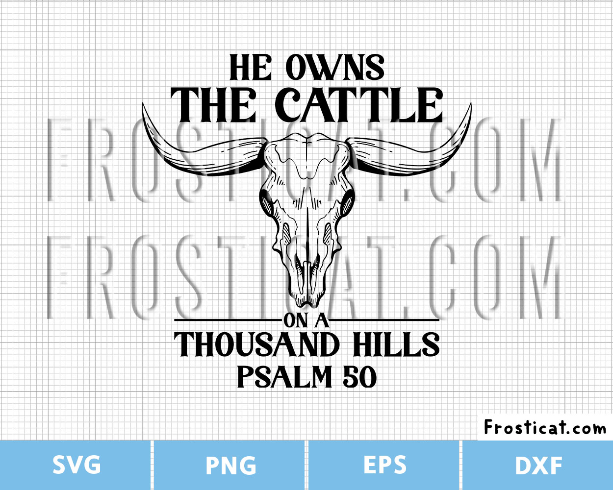 Retro Western Jesus Faith Scripture Bull Skull Svg