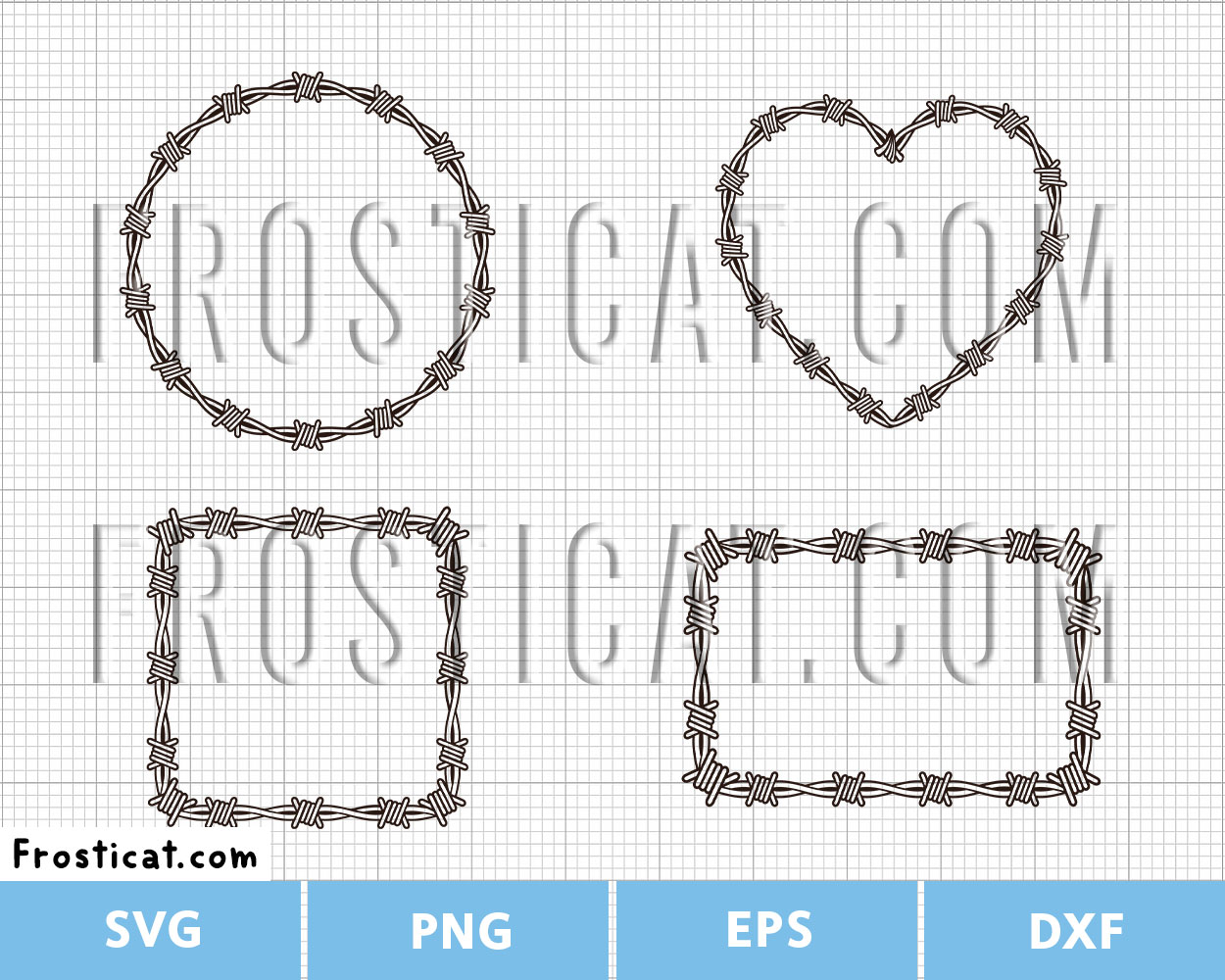 Barbed Wire Frame Svg Bundle, Barbed Wire Heart Svg