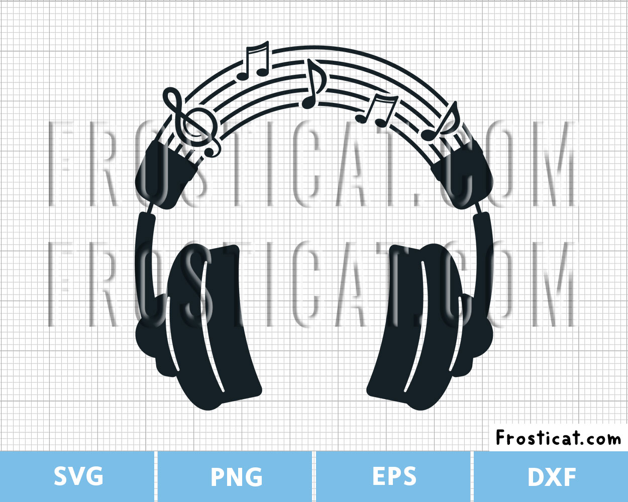 Headphones With Music Notations Svg, Music Note Svg